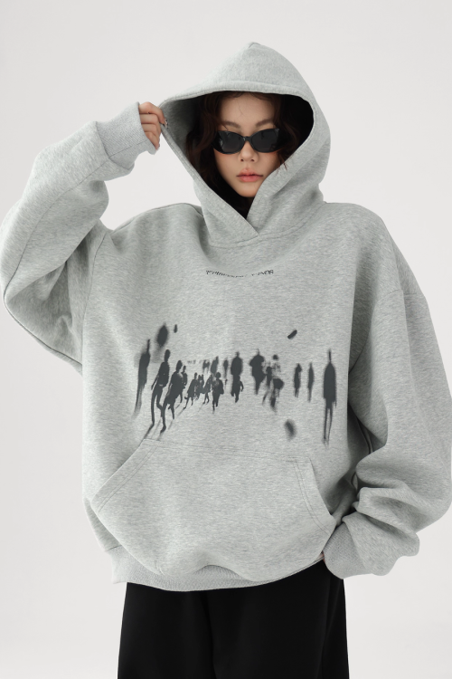 Blurry Figure Print Hoodie