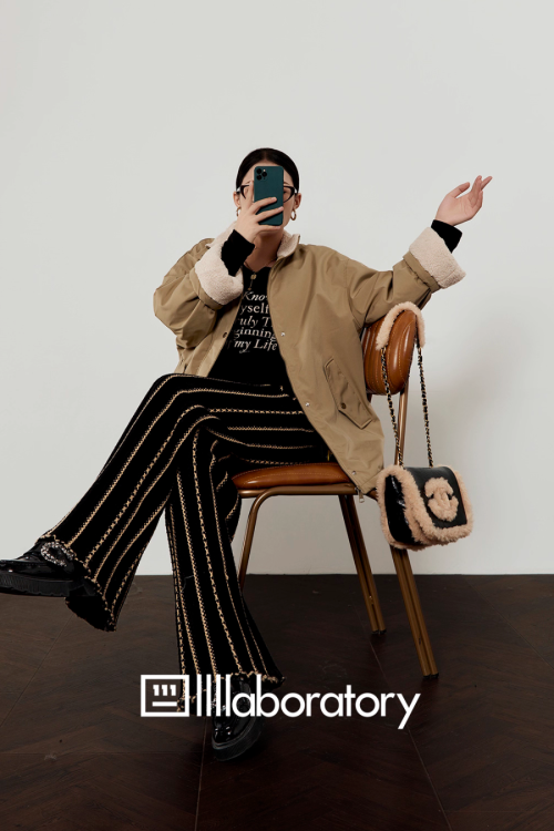 Boa Military Jacket / Black Striped Pants
