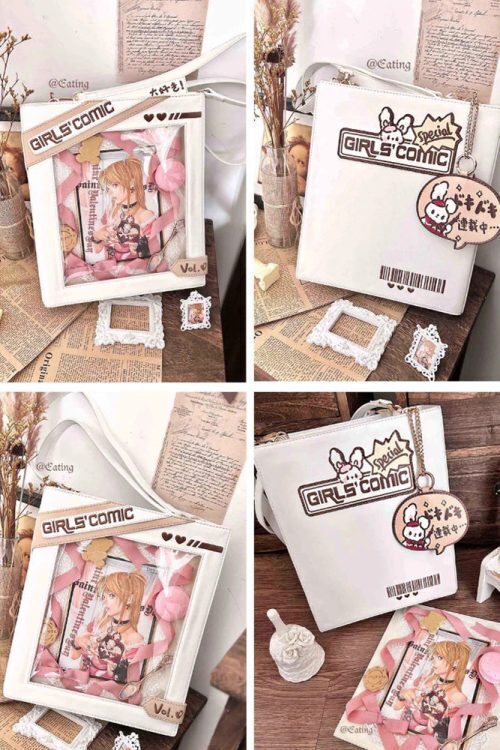 Book Convertible Ita Bag with Clear Window for Pin Display