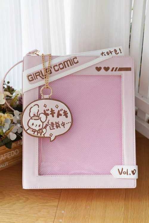Book Convertible Ita Bag with Clear Window for Pin Display