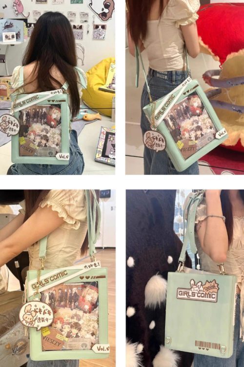 Book Convertible Ita Bag with Clear Window for Pin Display