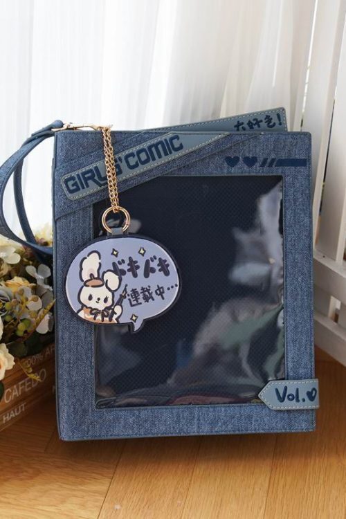 Book Convertible Ita Bag with Clear Window for Pin Display