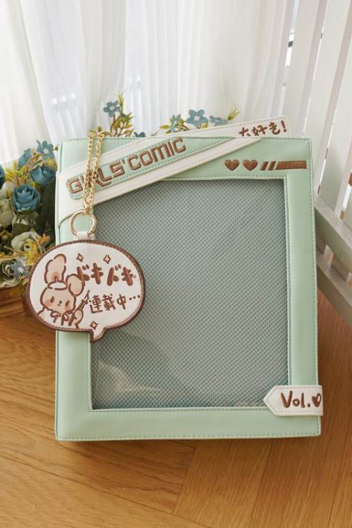 Book Convertible Ita Bag with Clear Window for Pin Display