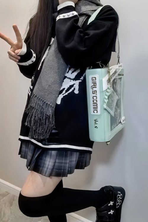 Book Convertible Ita Bag with Clear Window for Pin Display