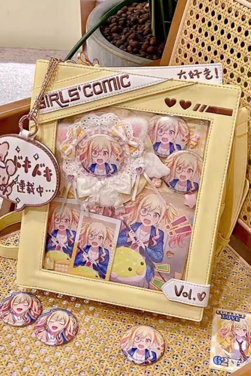 Book Convertible Ita Bag with Clear Window for Pin Display