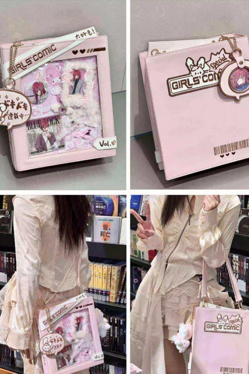 Book Convertible Ita Bag with Clear Window for Pin Display