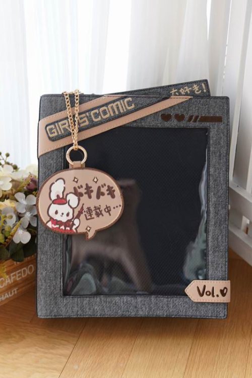 Book Convertible Ita Bag with Clear Window for Pin Display