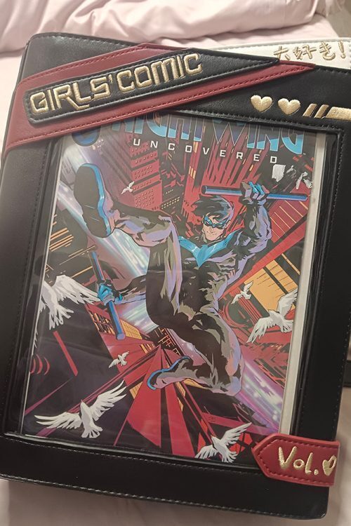 Book Convertible Ita Bag with Clear Window for Pin Display