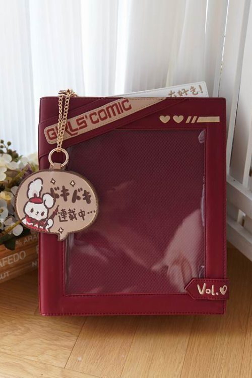 Book Convertible Ita Bag with Clear Window for Pin Display