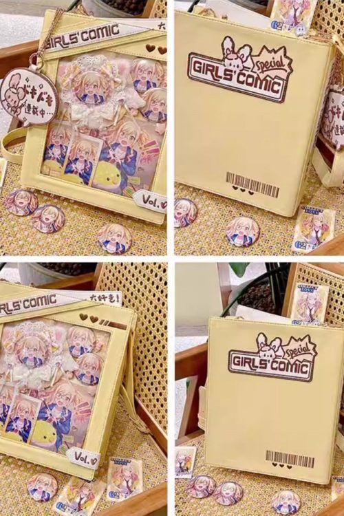 Book Convertible Ita Bag with Clear Window for Pin Display