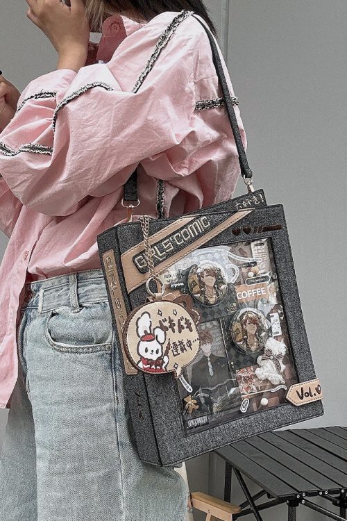 Book Convertible Ita Bag with Clear Window for Pin Display