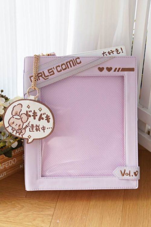 Book Convertible Ita Bag with Clear Window for Pin Display