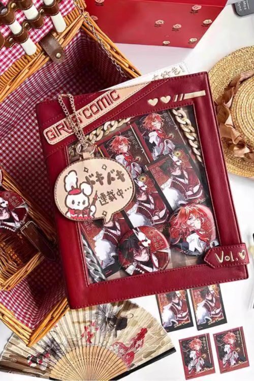 Book Convertible Ita Bag with Clear Window for Pin Display