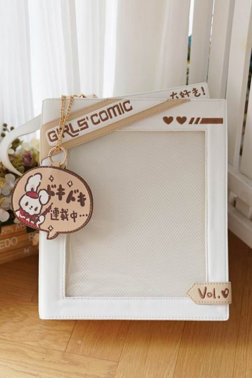 Book Convertible Ita Bag with Clear Window for Pin Display