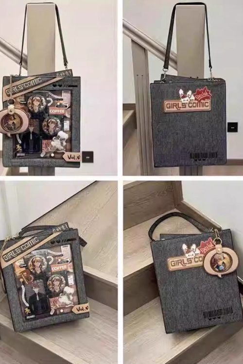 Book Convertible Ita Bag with Clear Window for Pin Display