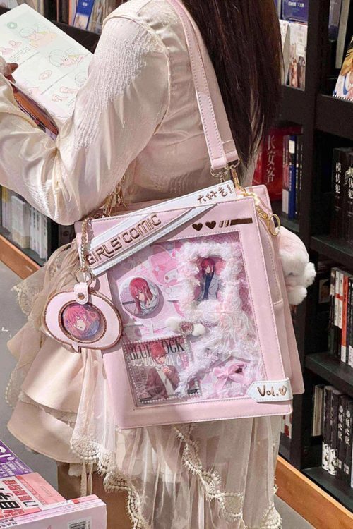 Book Convertible Ita Bag with Clear Window for Pin Display