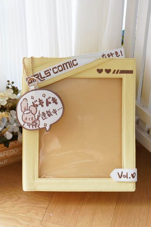 Book Convertible Ita Bag with Clear Window for Pin Display