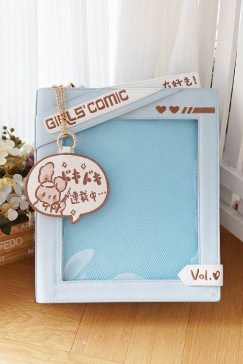 Book Convertible Ita Bag with Clear Window for Pin Display