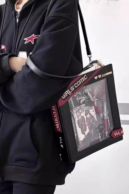 Book Convertible Ita Bag with Clear Window for Pin Display