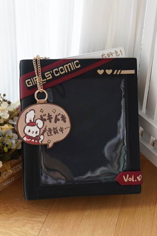 Book Convertible Ita Bag with Clear Window for Pin Display