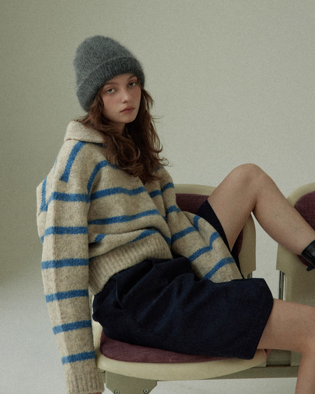 Border Polo Knit Top Border Polo Knit Top