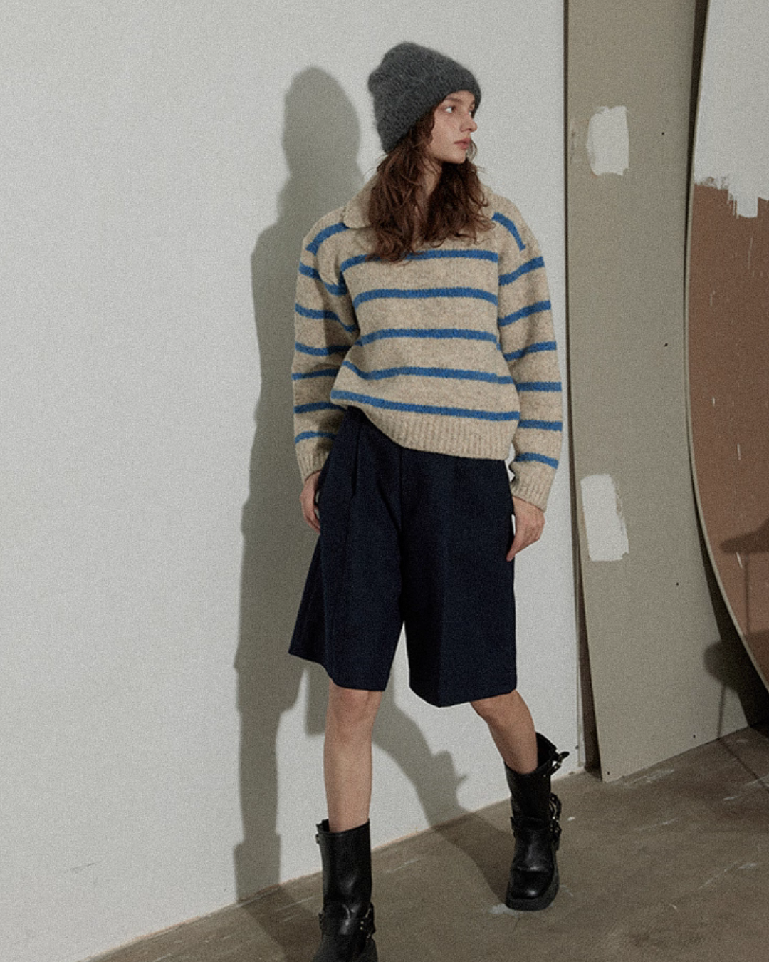 Border Polo Knit Top Border Polo Knit Top