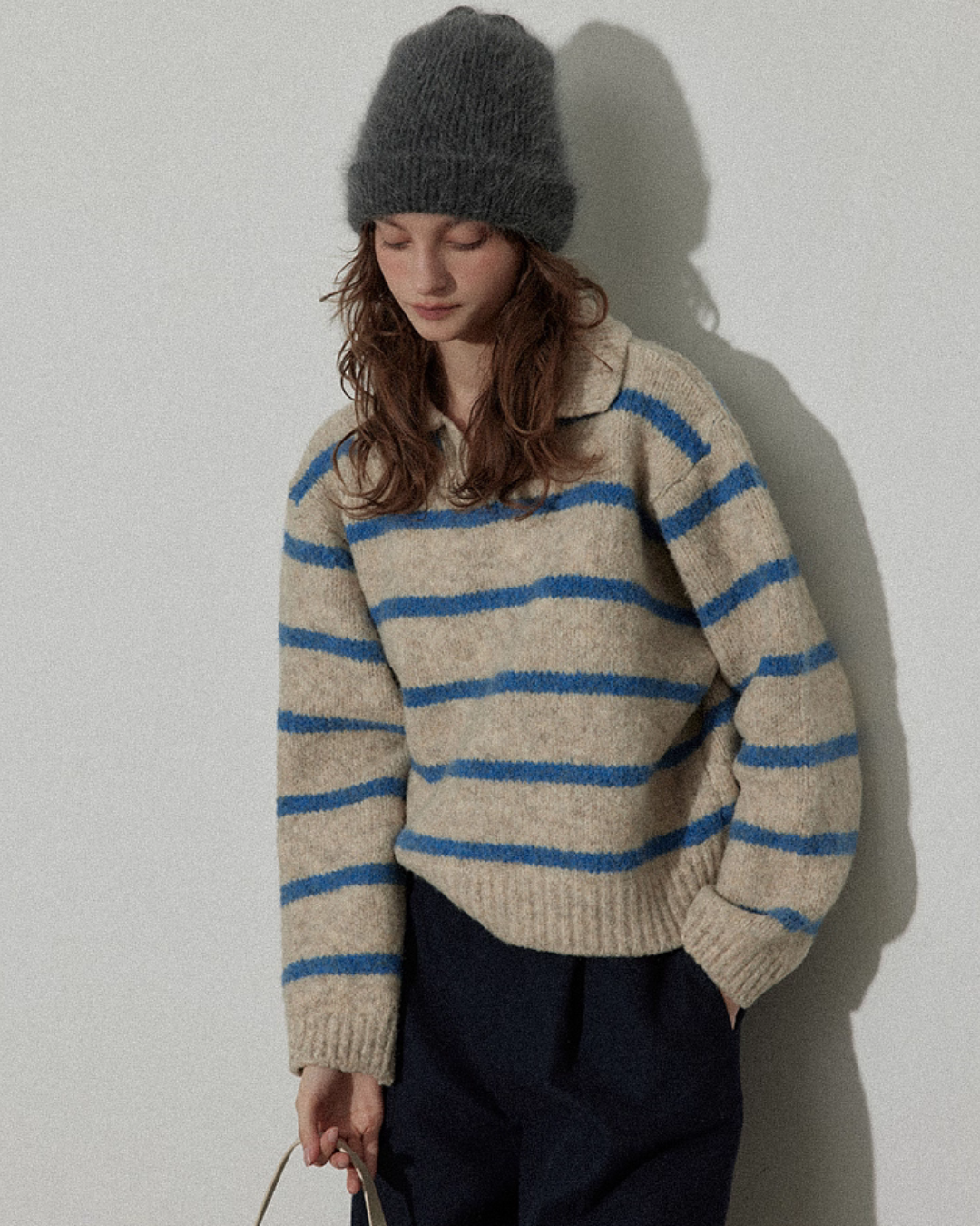 Border Polo Knit Top Border Polo Knit Top