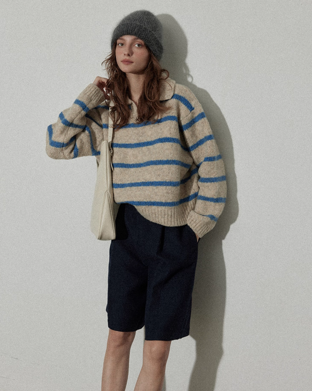 Border Polo Knit Top Border Polo Knit Top