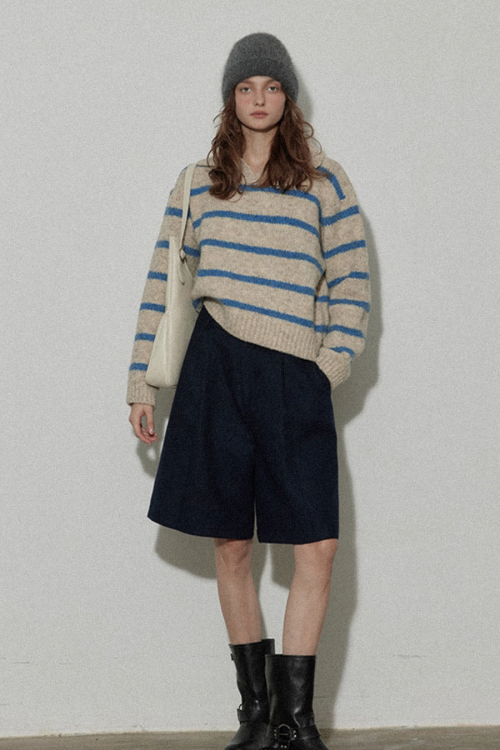 Border Polo Knit Top