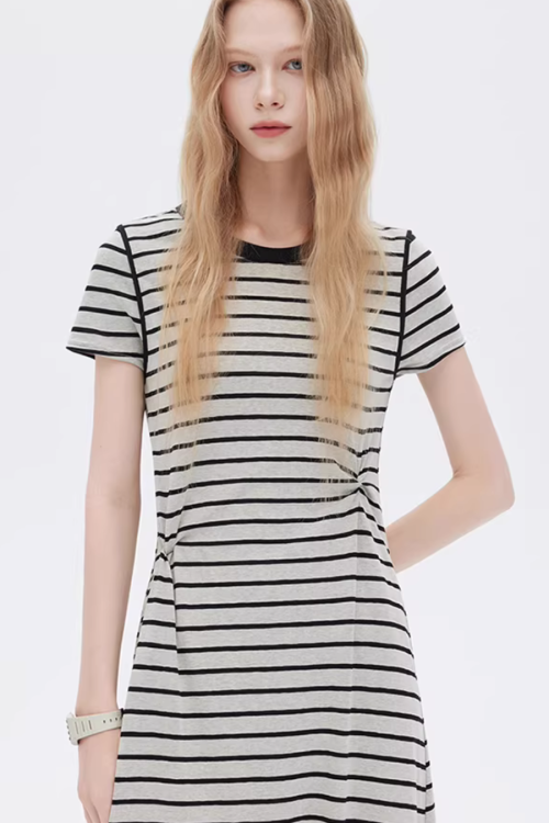 Border Slim Fit Long Dress