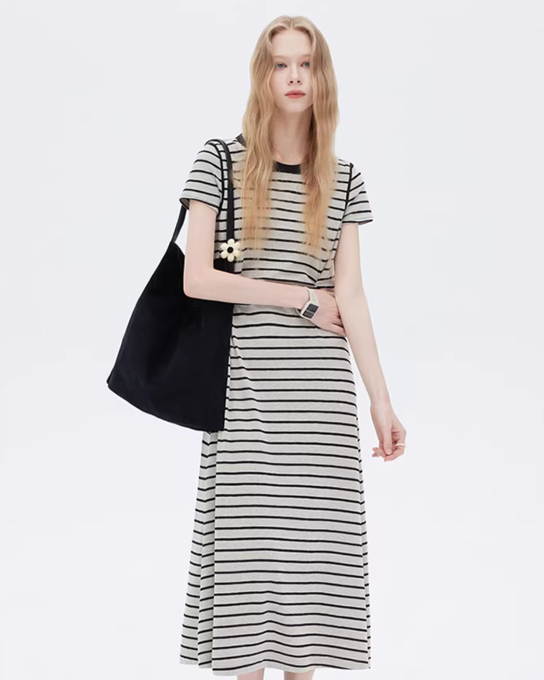 Border Slim Fit Long Dress Border Slim Fit Long Dress