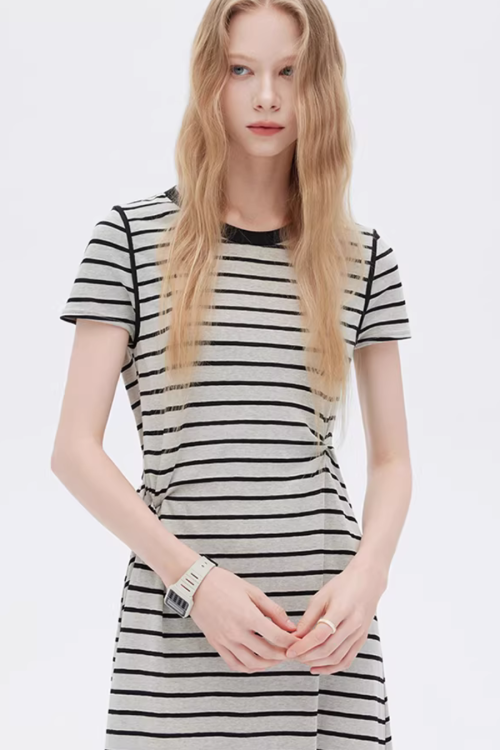 Border Slim Fit Long Dress