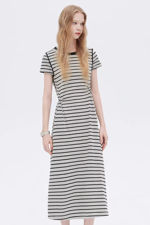 Border Slim Fit Long Dress