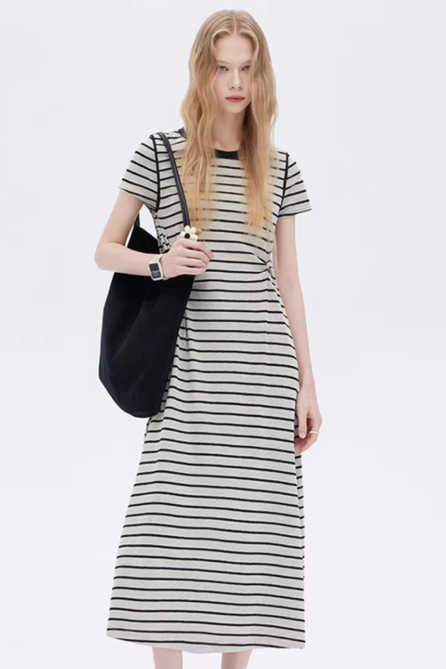 Border Slim Fit Long Dress