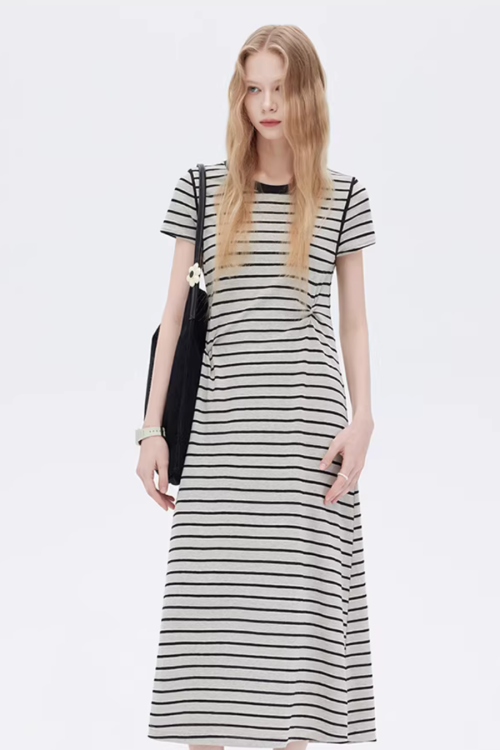 Border Slim Fit Long Dress