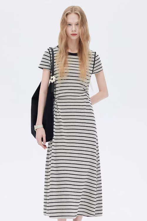 Border Slim Fit Long Dress