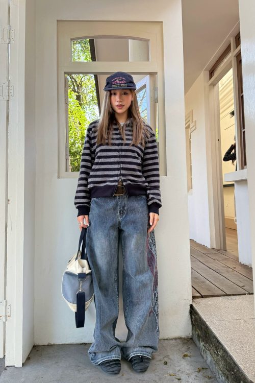 Border Zip-Up Hoodie