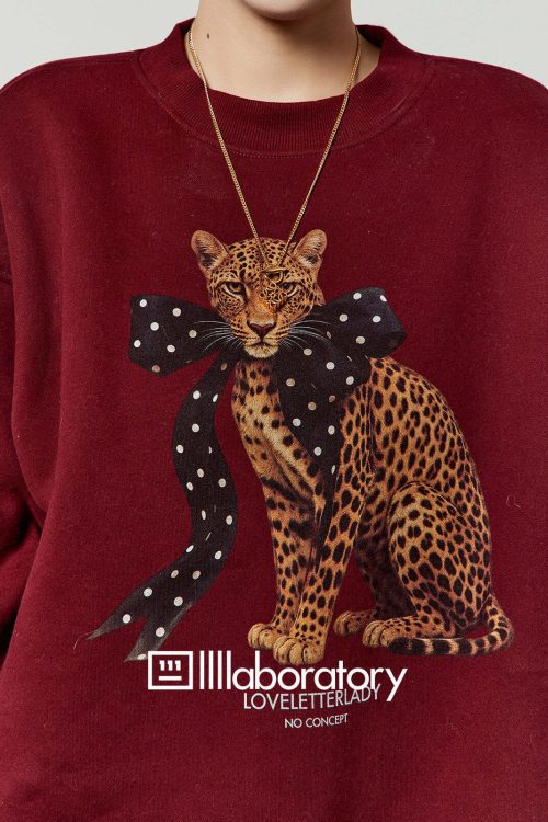 Bow Leopard Sweatshirt / Polka Dot Mini Skirt