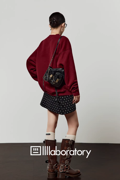 Bow Leopard Sweatshirt / Polka Dot Mini Skirt