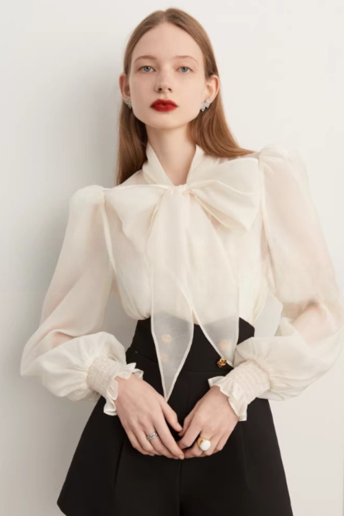Bow Long-Sleeve Blouse