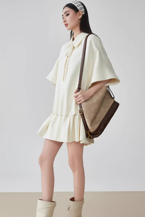 Bow Shape Pleated Dress