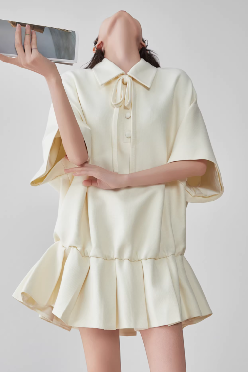 Bow Shape Pleated Dress