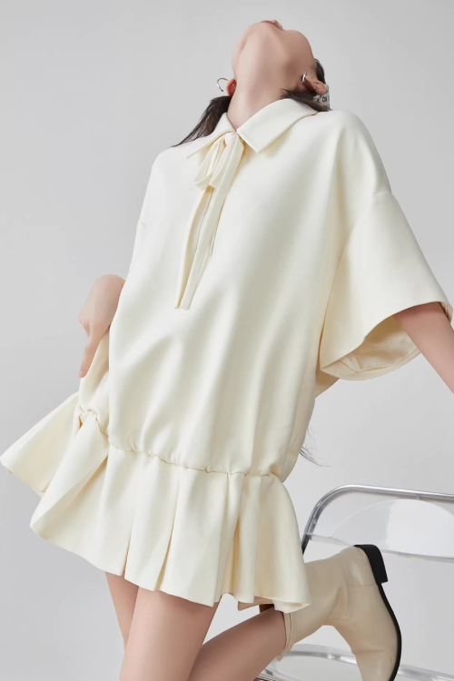 Bow Shape Pleated Dress