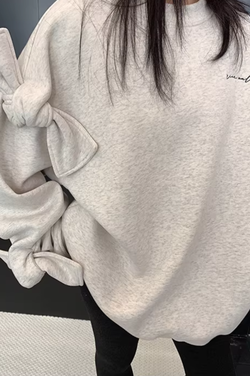 Bowknot Design Round Neck Sweatshirt