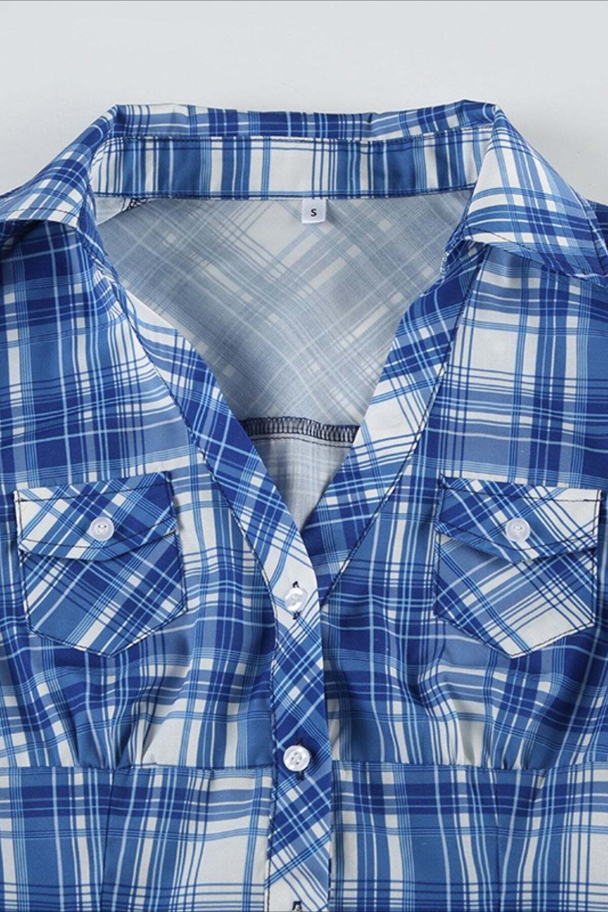 British Plaid Ruffled V Neck Puff Sleeve Blouse British Plaid Ruffled V Neck Puff Sleeve Blouse