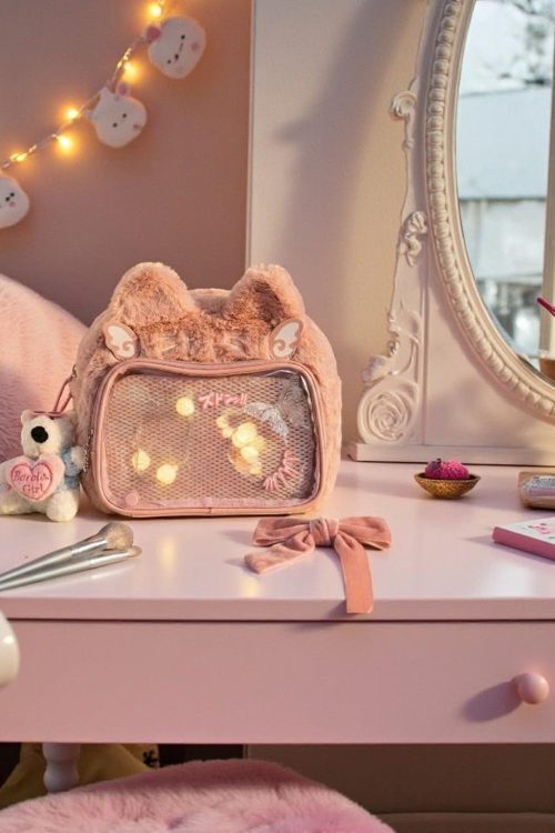 Brown Kawaii Bear Convertible Ita Bag for Pin Display