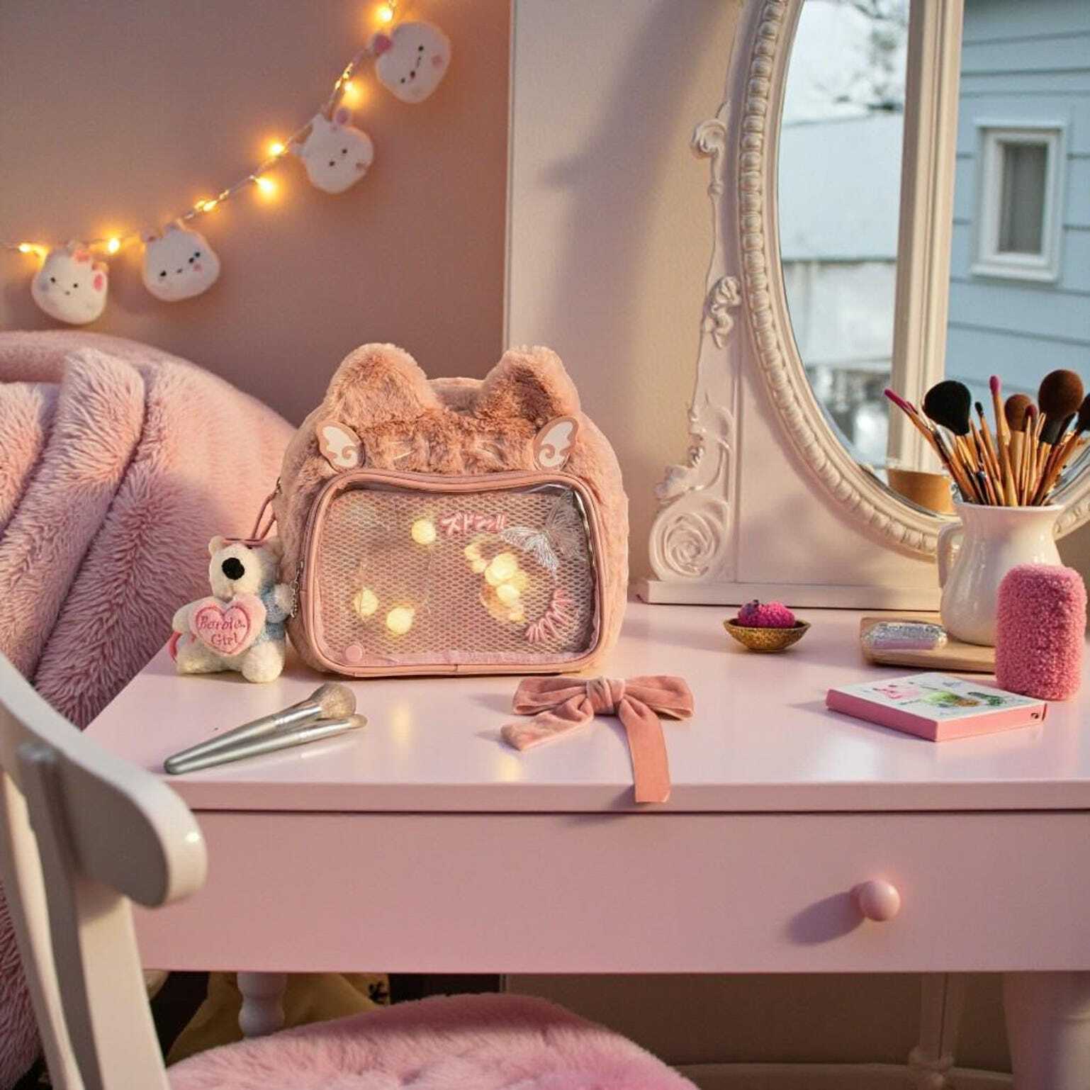 Brown Kawaii Bear Convertible Ita Bag for Pin Display Brown Kawaii Bear Convertible Ita Bag for Pin Display