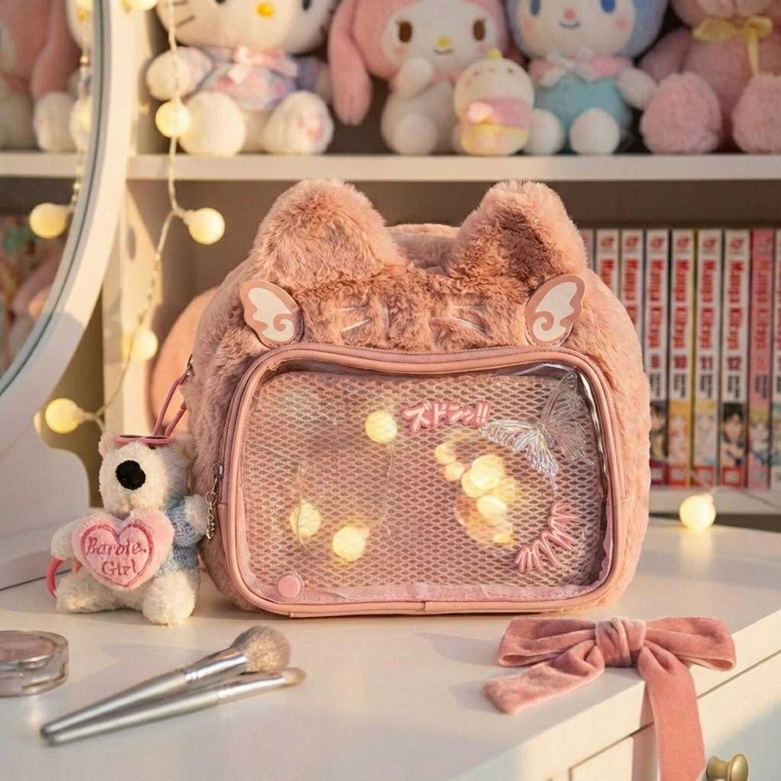Brown Kawaii Bear Convertible Ita Bag for Pin Display Brown Kawaii Bear Convertible Ita Bag for Pin Display