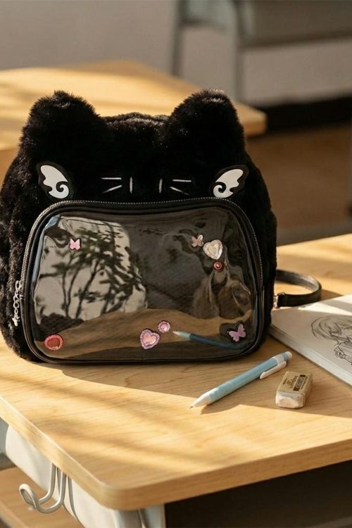 Brown Kawaii Bear Convertible Ita Bag for Pin Display