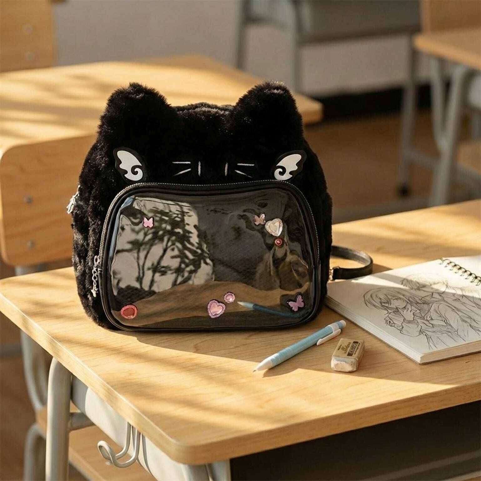 Brown Kawaii Bear Convertible Ita Bag for Pin Display Brown Kawaii Bear Convertible Ita Bag for Pin Display